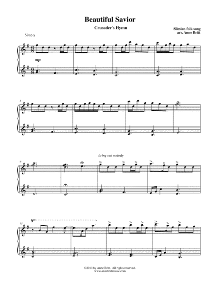 Free Sheet Music Beautiful Savior Fairest Lord Jesus