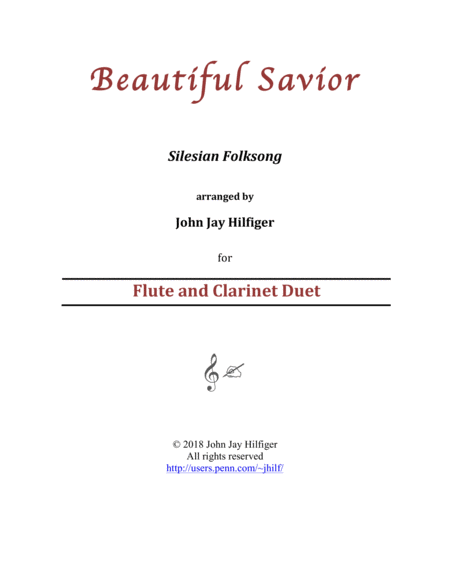 Free Sheet Music Beautiful Savior For Flute And Clarinet