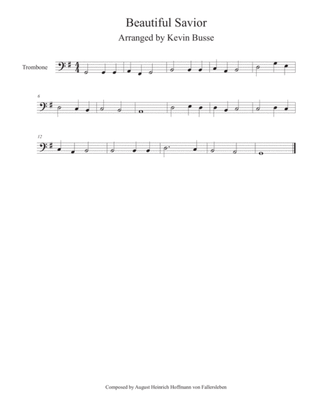 Free Sheet Music Beautiful Savior Trombone