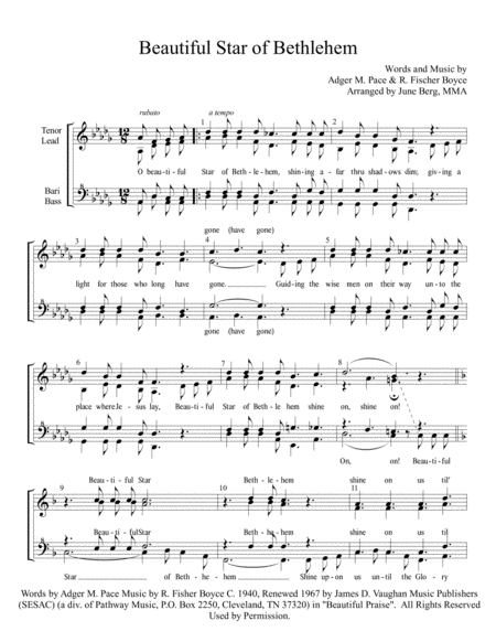 Beautiful Star Of Bethlehem For Womens Chorus Sheet Music