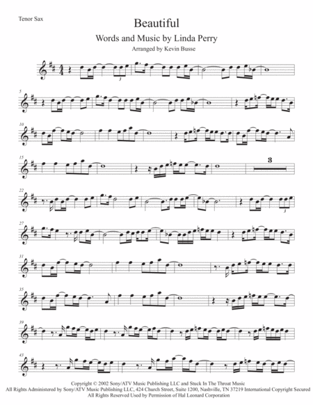 Free Sheet Music Beautiful Tenor Sax Easy Key Of C