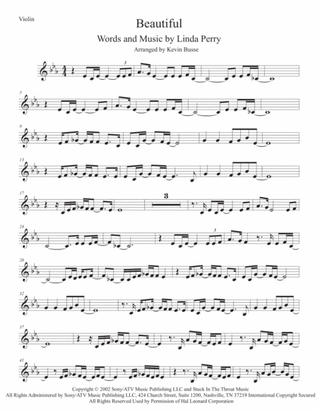 Free Sheet Music Beautiful Violin Original Key