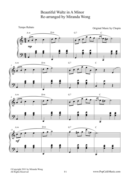 Free Sheet Music Beautiful Waltz In A Minor Op 19 By Chopin