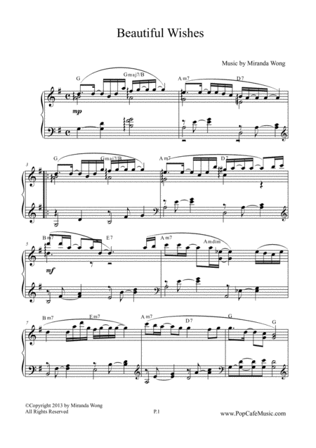 Beautiful Wishes Wedding Piano Music By Miranda Wong Sheet Music