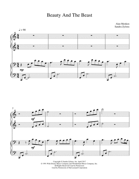 Beauty And The Beast 1 Piano 4 Hands Duet Sheet Music