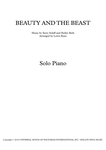 Beauty And The Beast Advanced Sheet Music