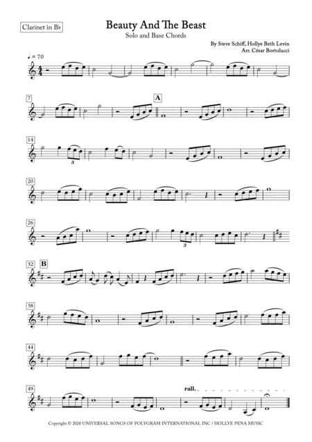 Beauty And The Beast Clarinet Solo And Base Chords Sheet Music