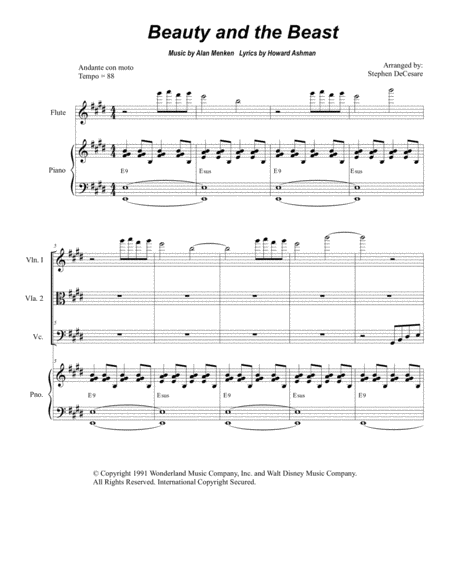 Beauty And The Beast For String Orchestra Sheet Music