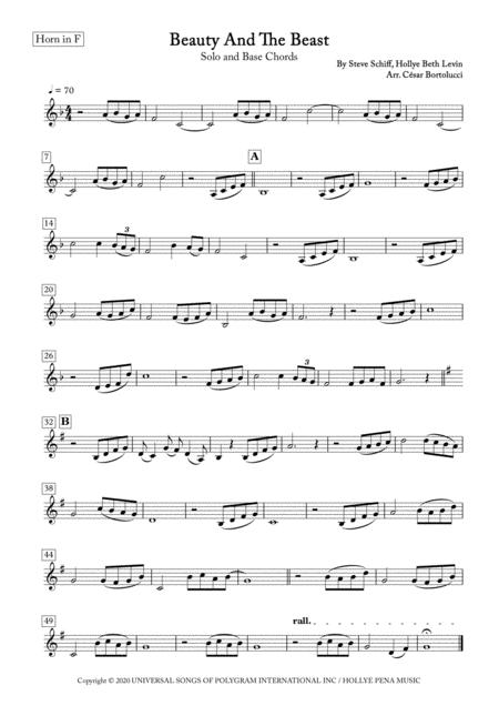 Beauty And The Beast Horn Solo And Base Chords Sheet Music