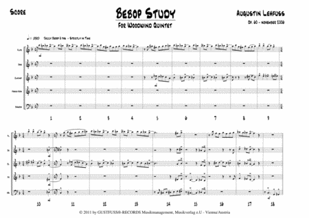 Free Sheet Music Bebop Study Woodwind Quintet