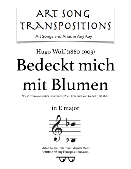 Free Sheet Music Bedeckt Mich Mit Blumen Transposed To E Major