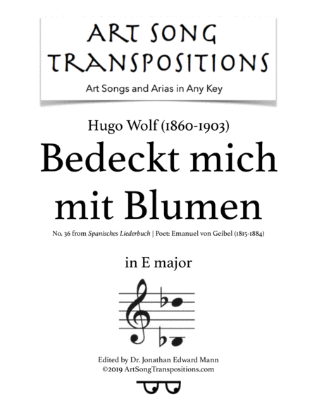 Bedeckt Mich Mit Blumen Transposed To E Major Sheet Music