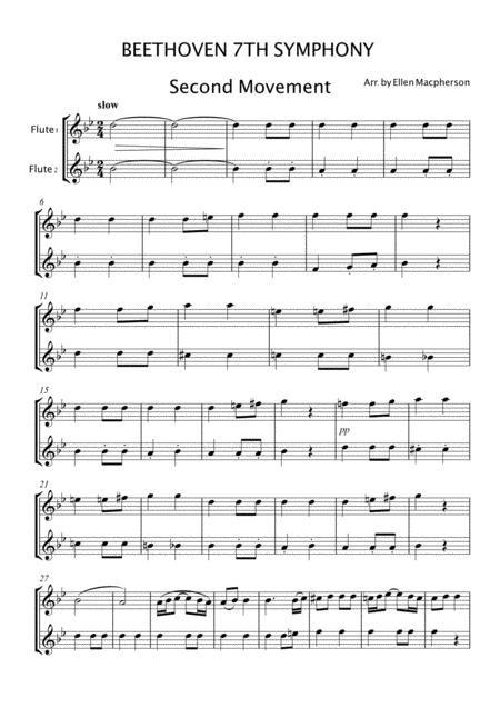 Beethoven 7th Symphony Flute Duet Sheet Music