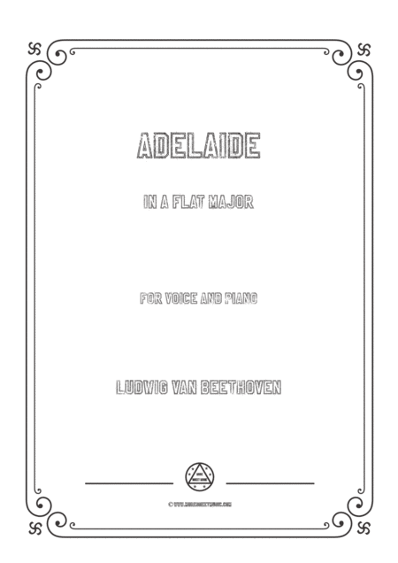 Beethoven Adelaide In A Flat Major For Voice And Piano Sheet Music