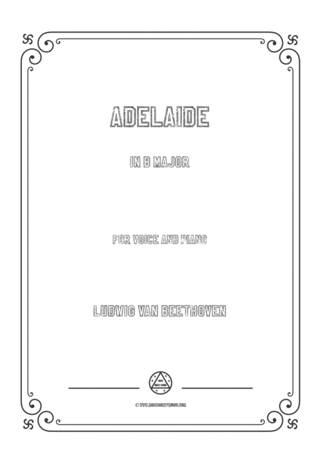 Free Sheet Music Beethoven Adelaide In B Major For Voice And Piano