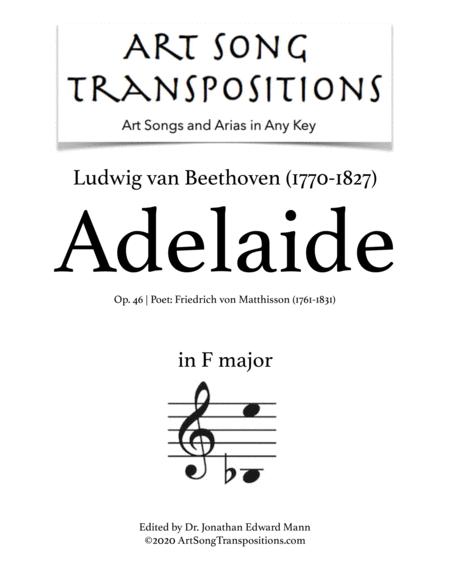 Beethoven Adelaide Op 46 Transposed To F Major Sheet Music