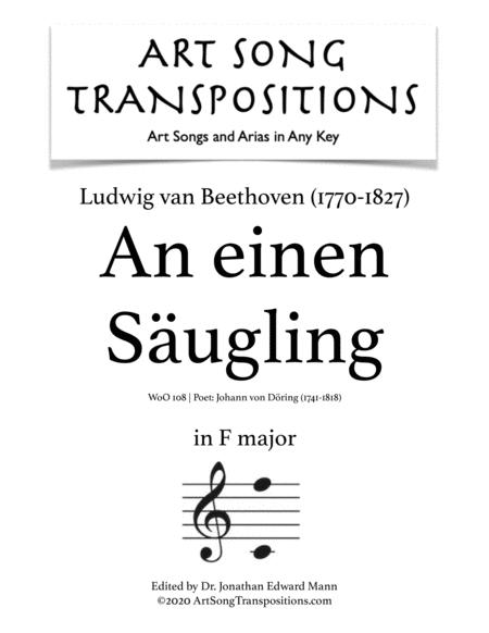 Beethoven An Einen Sugling Woo 108 Transposed To F Major Sheet Music