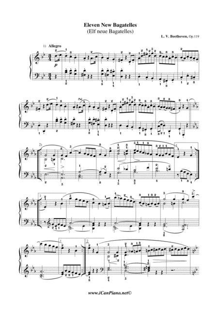 Beethoven Bagattele In G Minor Op 119 No 1 Sheet Music