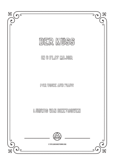 Beethoven Der Kuss In B Flat Major For Voice And Piano Sheet Music