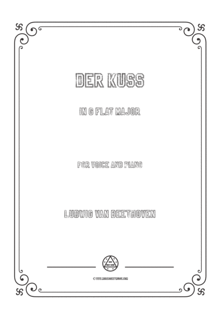 Beethoven Der Kuss In G Flat Major For Voice And Piano Sheet Music