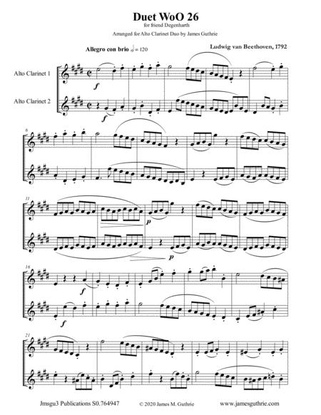 Beethoven Duet Woo 26 For Alto Clarinet Duo Sheet Music