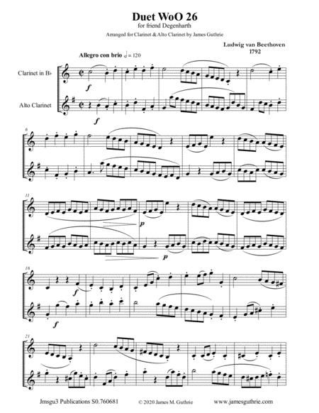 Beethoven Duet Woo 26 For Clarinet Alto Clarinet Sheet Music