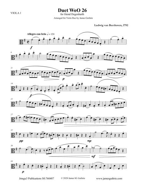 Beethoven Duet Woo 26 For Oboe Duo Sheet Music