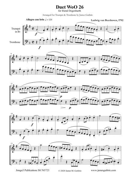 Beethoven Duet Woo 26 For Trumpet Trombone Sheet Music