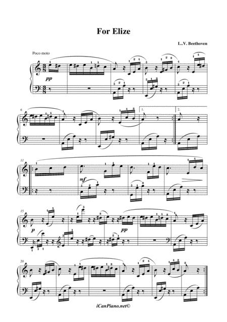 Beethoven Fur Elise Sheet Music