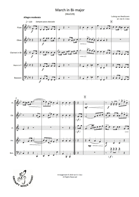 Free Sheet Music Beethoven March In Bb Woo29