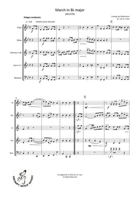 Beethoven March In Bb Woo29 Sheet Music