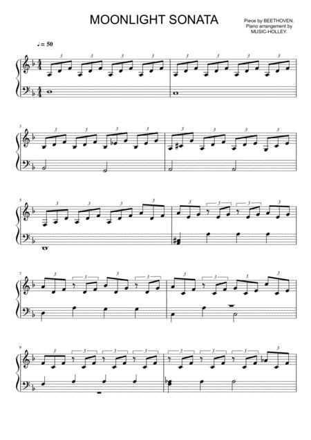 Free Sheet Music Beethoven Moonlight Sonata In Dm Easy Piano Sheet