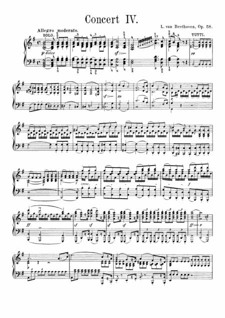 Beethoven Piano Concerto No 4 In G Op 58 Complete Version Sheet Music