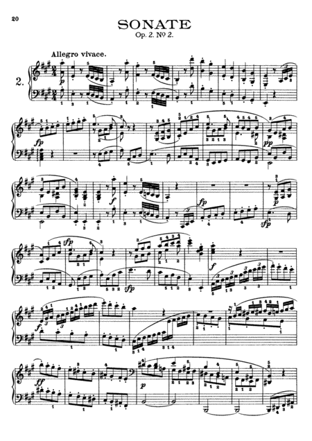 Beethoven Sonata No 2 In A Major Op 2 No 2 Original Full Complete Version Sheet Music