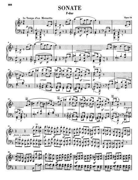 Beethoven Sonata No 22 In F Major Op 54 Full Original Complete Version Sheet Music