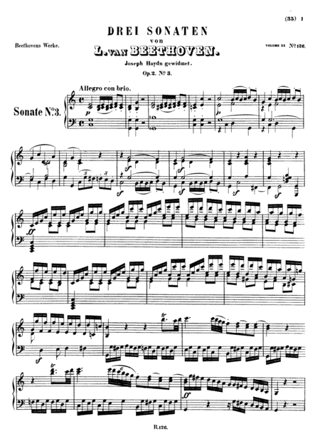 Free Sheet Music Beethoven Sonata No 3 In C Major Op 2 No 3 Original Complete Full Version