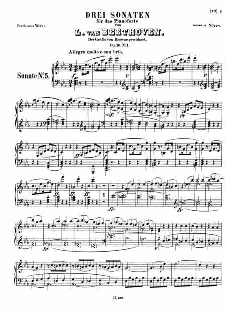 Free Sheet Music Beethoven Sonata No 5 In C Minor Op 10 No 1 Original Complete Full Version