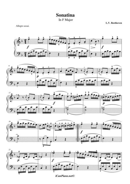 Free Sheet Music Beethoven Sonatina In F