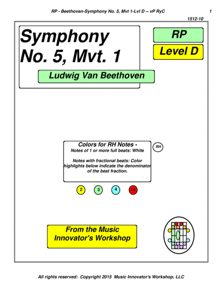 Free Sheet Music Beethoven Symphony No 5 Mvt 1 Arr Series Ryc Key Map Tablature