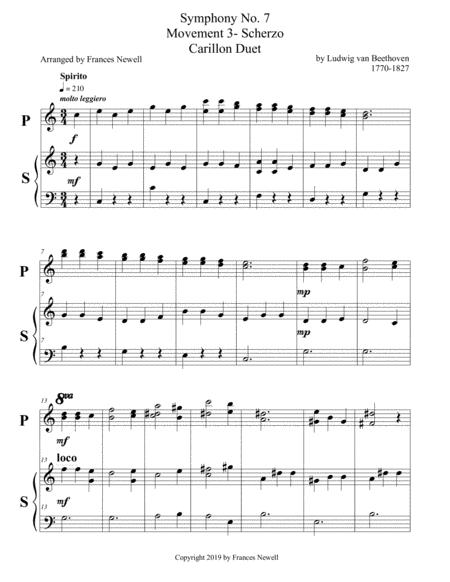 Beethoven Symphony No 7 Scherzo Carillon Duet Sheet Music