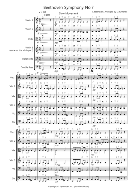 Free Sheet Music Beethoven Symphony No 7 Slow Movement For String Orchestra