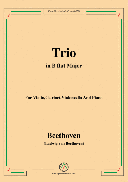 Beethoven Trio Op 11 In B Flat Major For Violin Clarinet Violoncello And Pno Sheet Music