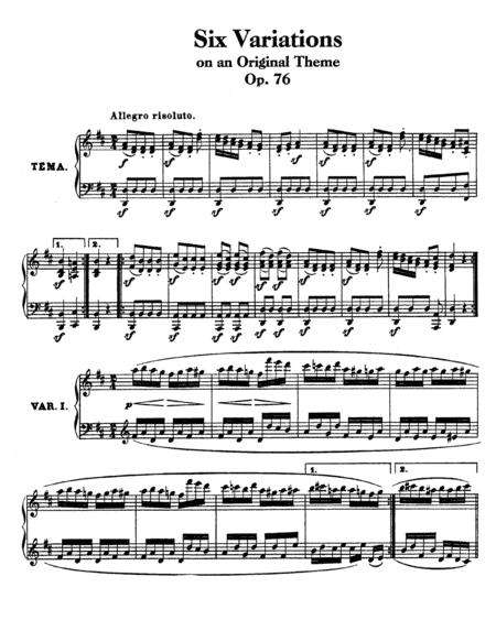 Beethoven Variations On An Original Theme Op 76 Complete Version Sheet Music