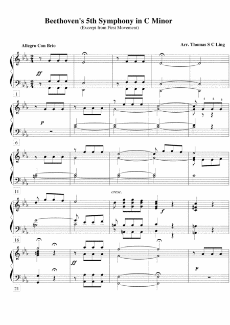 Free Sheet Music Beethovens 5th