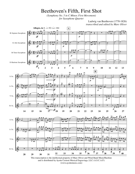 Beethovens Fifth First Shot Symphony No 5 First Movement Sheet Music