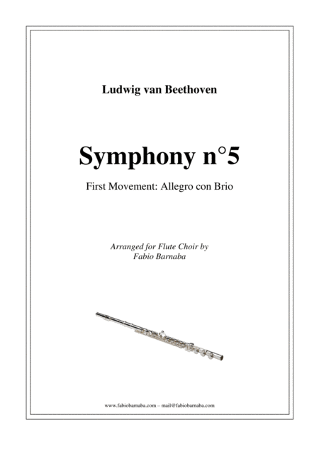 Free Sheet Music Beethovens Fifth Symphony First Movement For Flute Choir