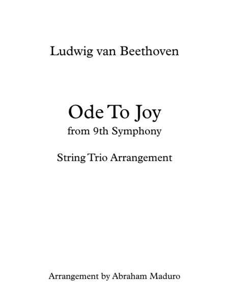 Beethovens Ode To Joy Two Violins Cello Trio Sheet Music