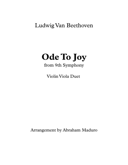 Beethovens Ode To Joy Violin Viola Duet Sheet Music