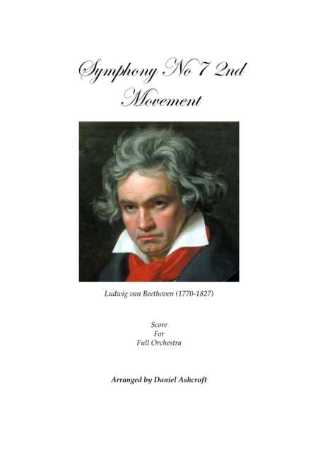 Free Sheet Music Beethovens Symphony No 7 2nd Movement Score Only