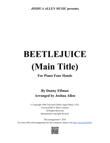 Free Sheet Music Beetlejuice Main Theme